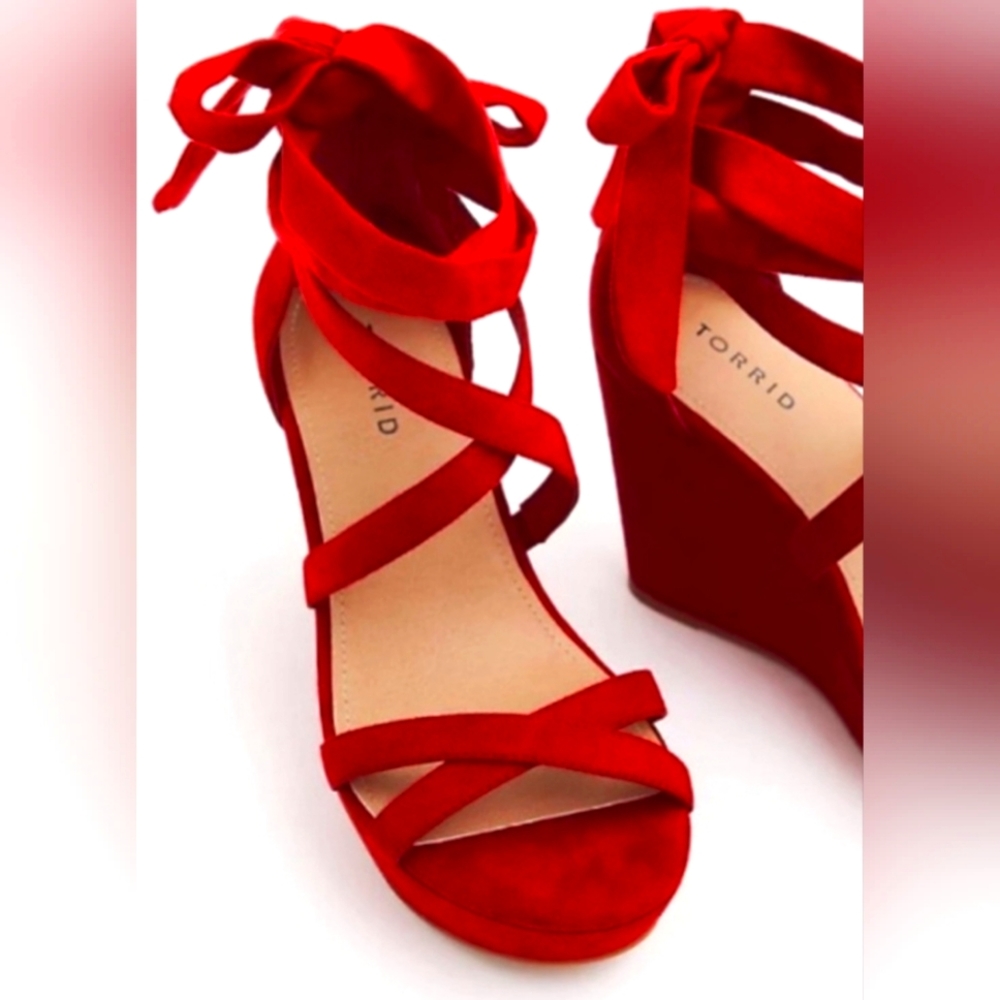 Women Red Wedge Sandals